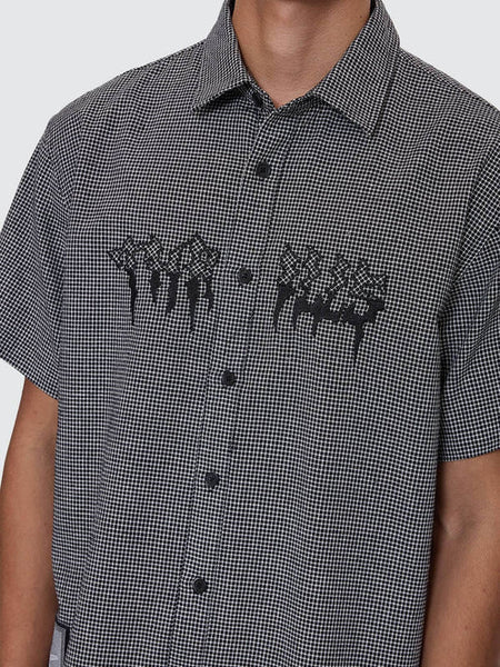 Cut & Shattered Cropped SS Shirt - Black