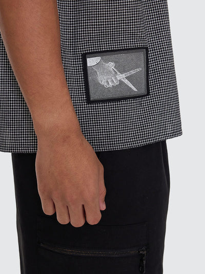 Cut & Shattered Cropped SS Shirt - Black