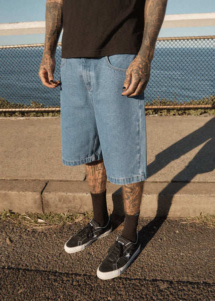 Lil C Denim Baggy Fit Short 22' - Worn Blue