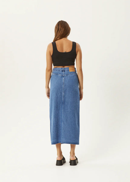 Ayla Hemp Denim Maxi Skirt - Worn Blue