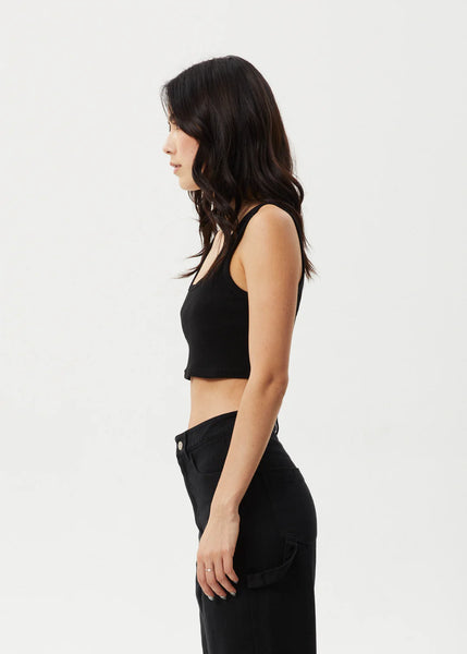 Chia Rib Crop Singlet - Black