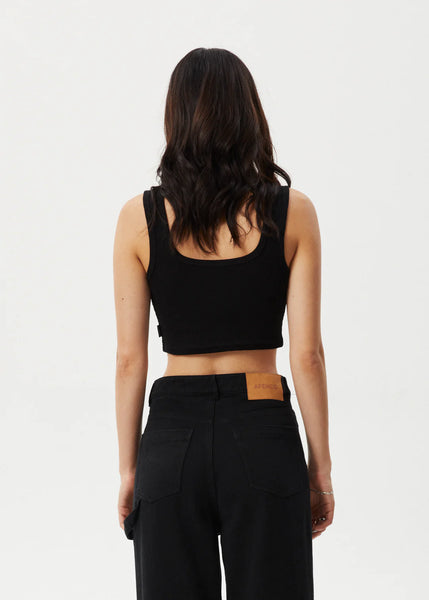 Chia Rib Crop Singlet - Black