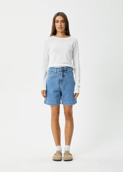 Emilie Hemp Denim Workwear Short - Worn Blue