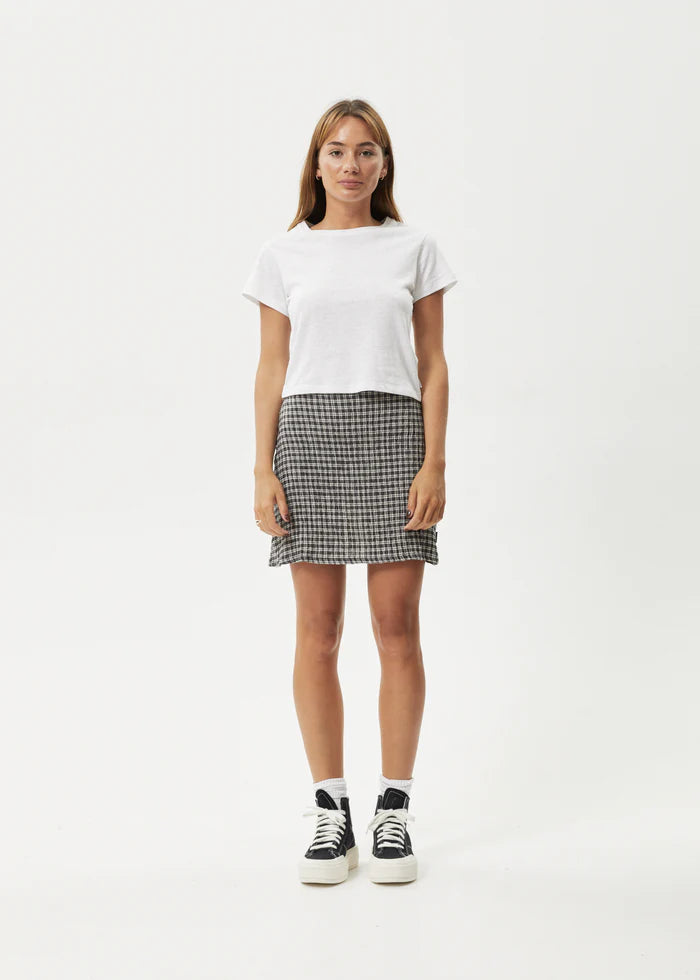 Asta Seersucker Mini Skirt - Steel Check