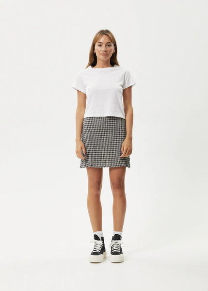 Asta Seersucker Mini Skirt - Steel Check