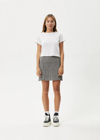 Asta Seersucker Mini Skirt - Steel Check