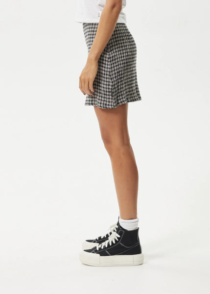 Asta Seersucker Mini Skirt - Steel Check