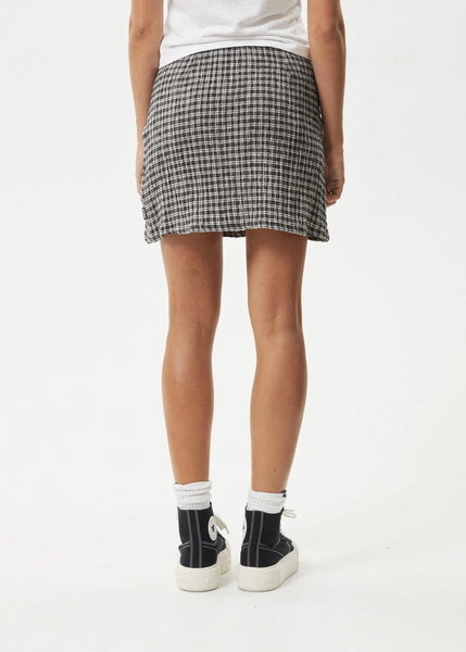 Asta Seersucker Mini Skirt - Steel Check