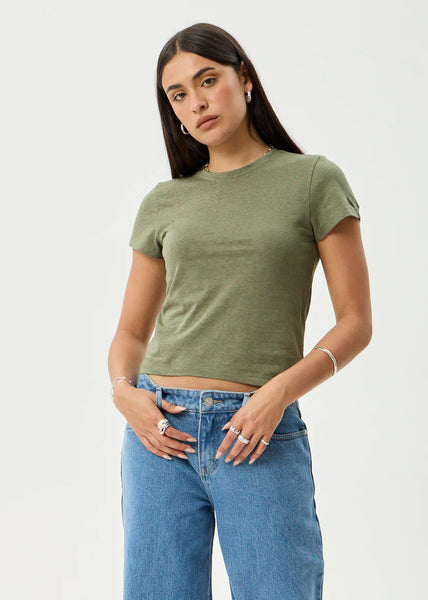 Carmen Hemp Baby Tee - Deep Olive