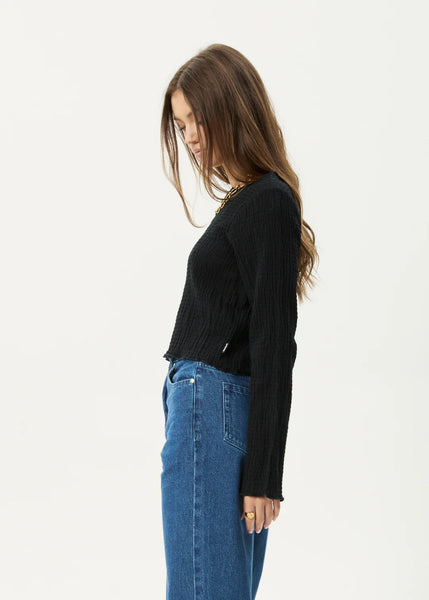 Focus Seersucker LS Top - Black