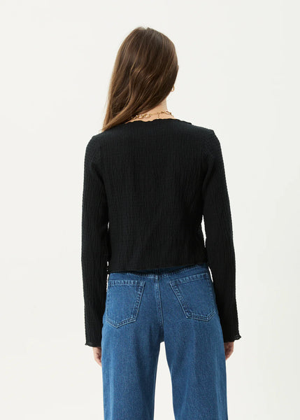 Focus Seersucker LS Top - Black