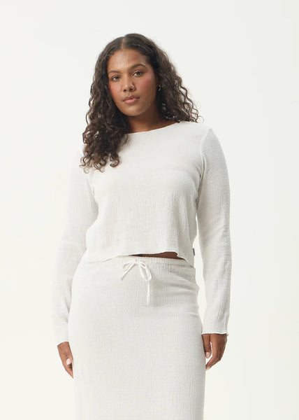 Focus Seersucker LS Top - White