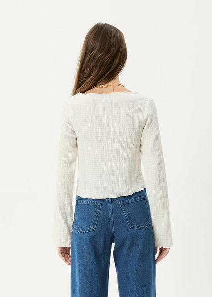 Focus Seersucker LS Top - White