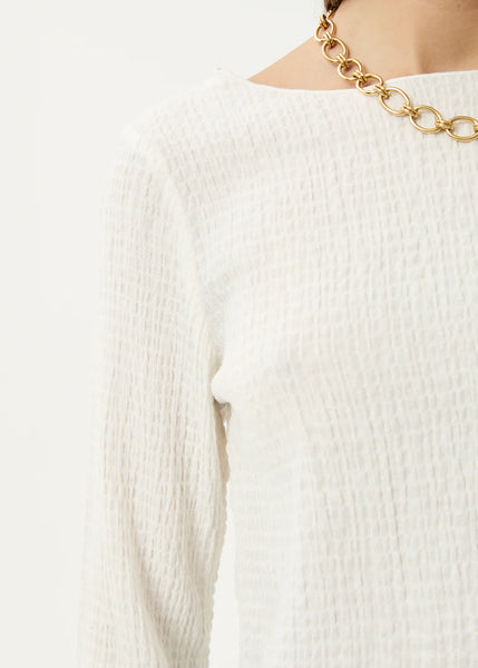 Focus Seersucker LS Top - White