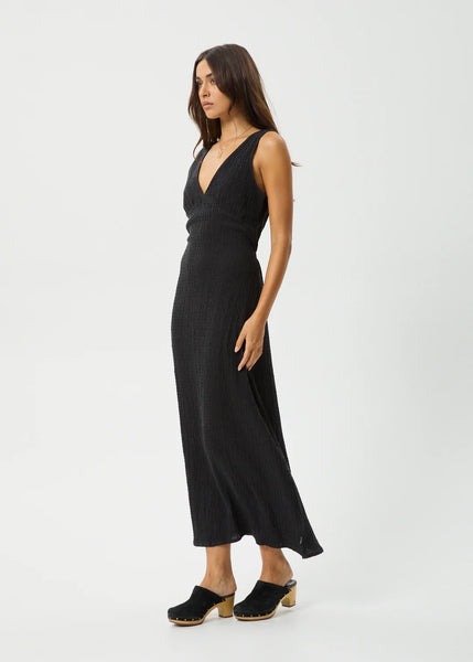 Focus Seersucker Maxi Dress - Black
