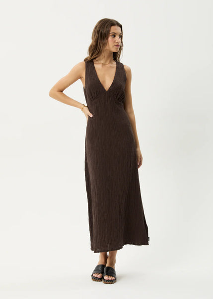 Focus Seersucker Maxi Dress - Coffee
