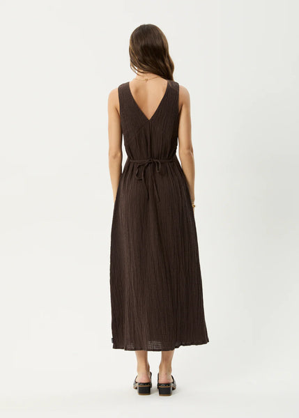 Focus Seersucker Maxi Dress - Coffee