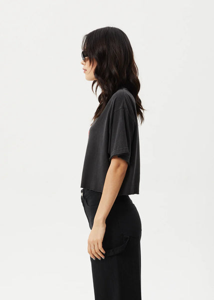 Nirvana Cropped Oversized Tee - Stone Black