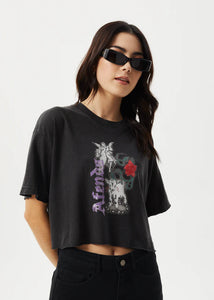 Nirvana Cropped Oversized Tee - Stone Black