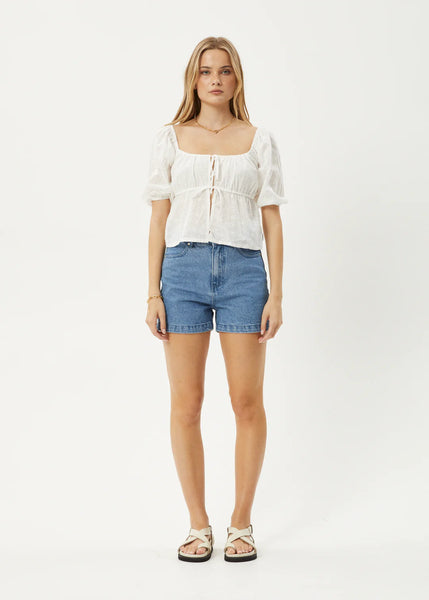 Marlow Tie Front Top - White