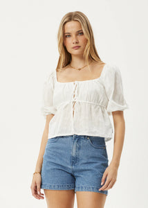 Marlow Tie Front Top - White