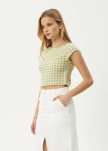 Darcy Check Top - Lemongrass