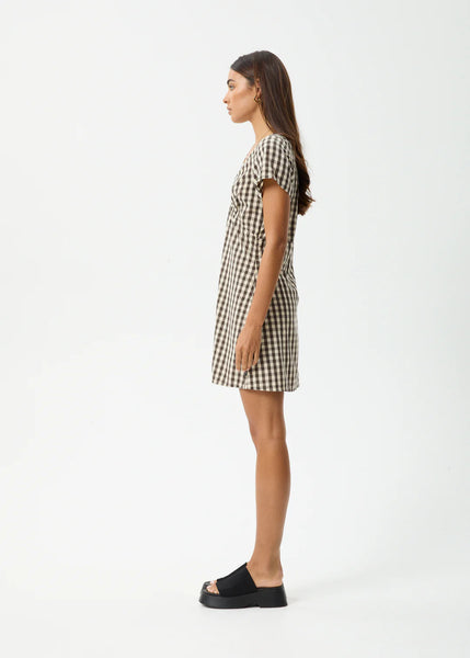 Gambet Check Tea Dress - Black/Sand