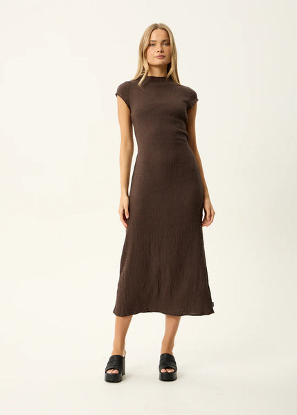 Focus Elodie Seersucker Midi Dress - Coffee