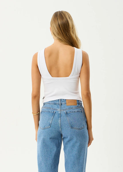 Charlie Rib Singlet - White