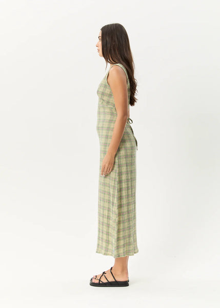 Position Seersucker Maxi Dress - Green Check