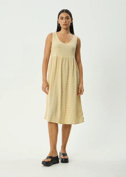 Sunday Check Midi Dress - Lemon Check