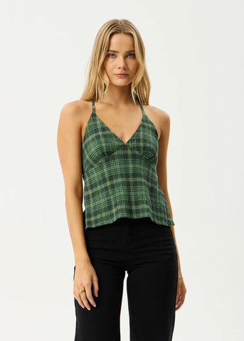 Lonnie Strappy Seersucker Top - Hunter Green