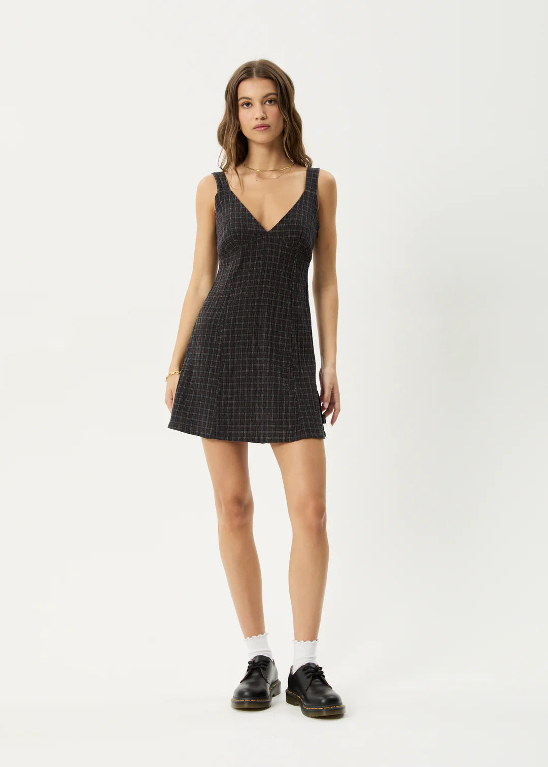 Dusk Seersucker Check Mini Dress - Black Check