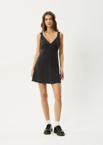 Dusk Seersucker Check Mini Dress - Black Check