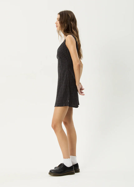 Dusk Seersucker Check Mini Dress - Black Check