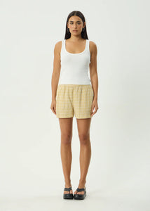 Sunday Hemp Seersucker Short - Lemon Check