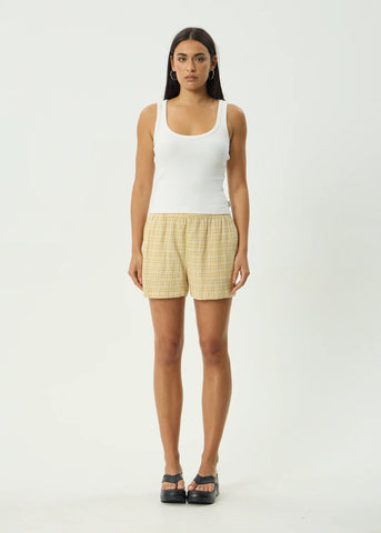 Sunday Hemp Seersucker Short - Lemon Check