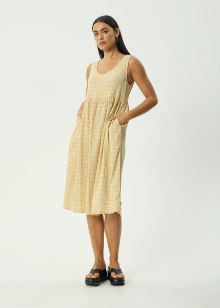 Sunday Check Midi Dress - Lemon Check