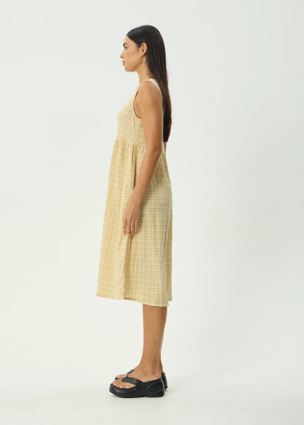 Sunday Check Midi Dress - Lemon Check