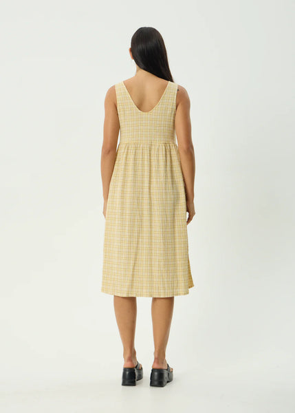 Sunday Check Midi Dress - Lemon Check