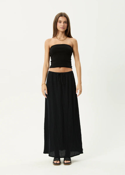 Focus Seersucker Maxi Skirt - Black