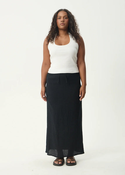 Focus Seersucker Maxi Skirt - Black