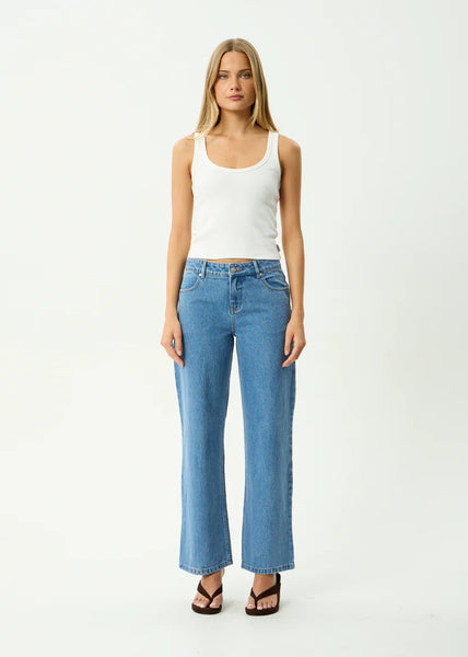 Alyra Low Rise Wide Leg Jean - Worn Blue