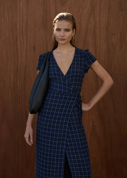 Felicity Seersucker Maxi Dress - Thea Midnight Check