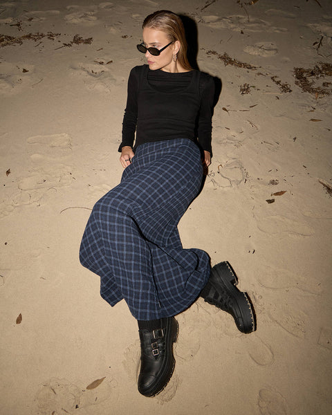 Lita Seersucker Maxi Skirt - Thea Midnight Check