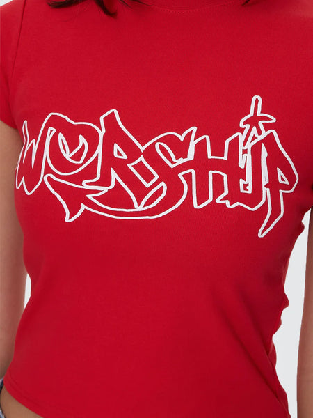 Throws Cap Sleeve Tee - Lucky Red