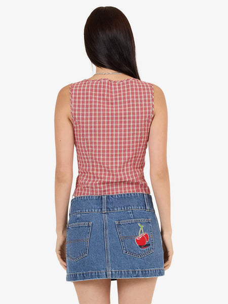 Impish Lace Up Top - Cherry Red
