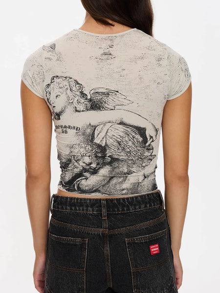 Dreamers Cap Sleeve Tee - Stone