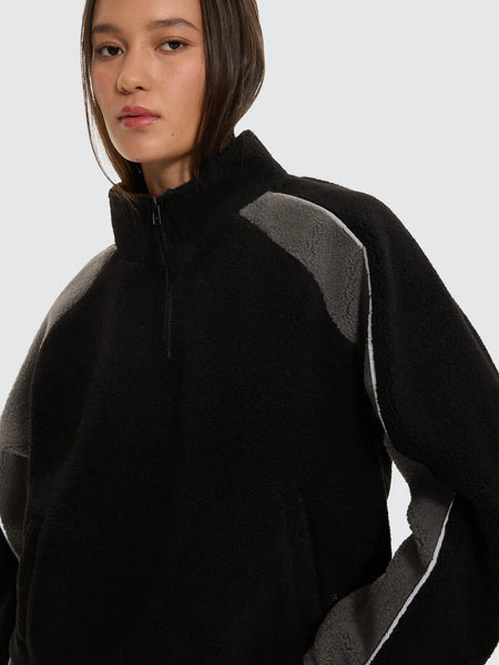 Tainted Quarter Zip Sherpa Fleece - Black