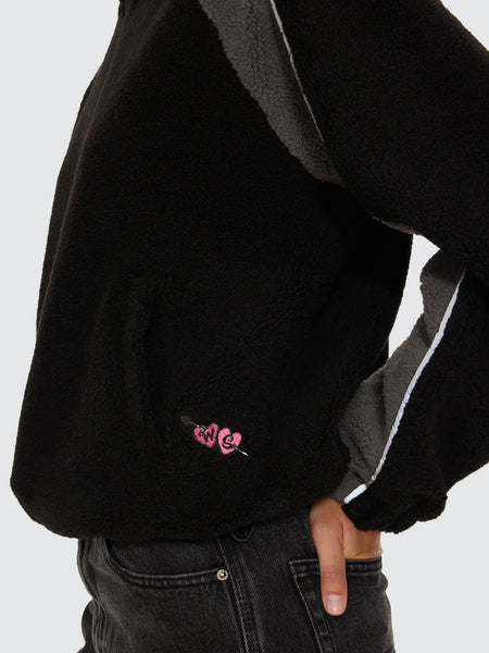 Tainted Quarter Zip Sherpa Fleece - Black